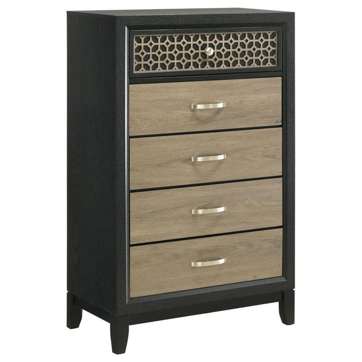 Valencia 5-drawer Chest Light Brown and Black (223045)