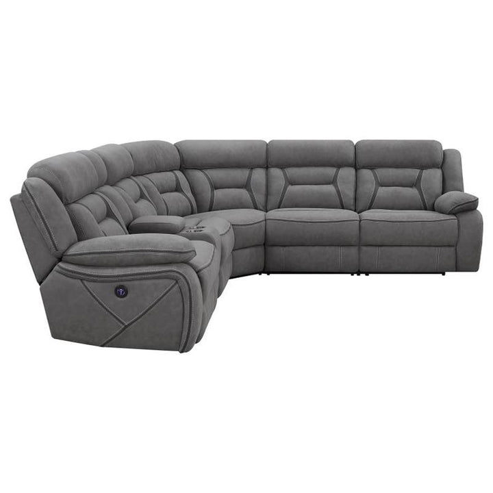 Higgins 4-piece Upholstered Power Sectional Grey (600370)