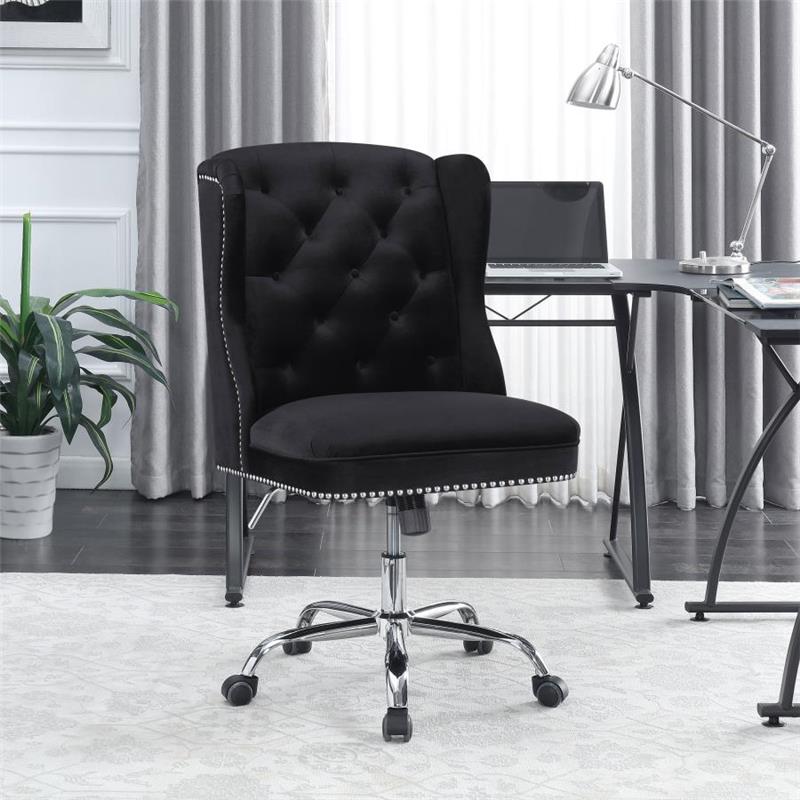 Julius Upholstered Tufted Office Chair Black and Chrome (801995)