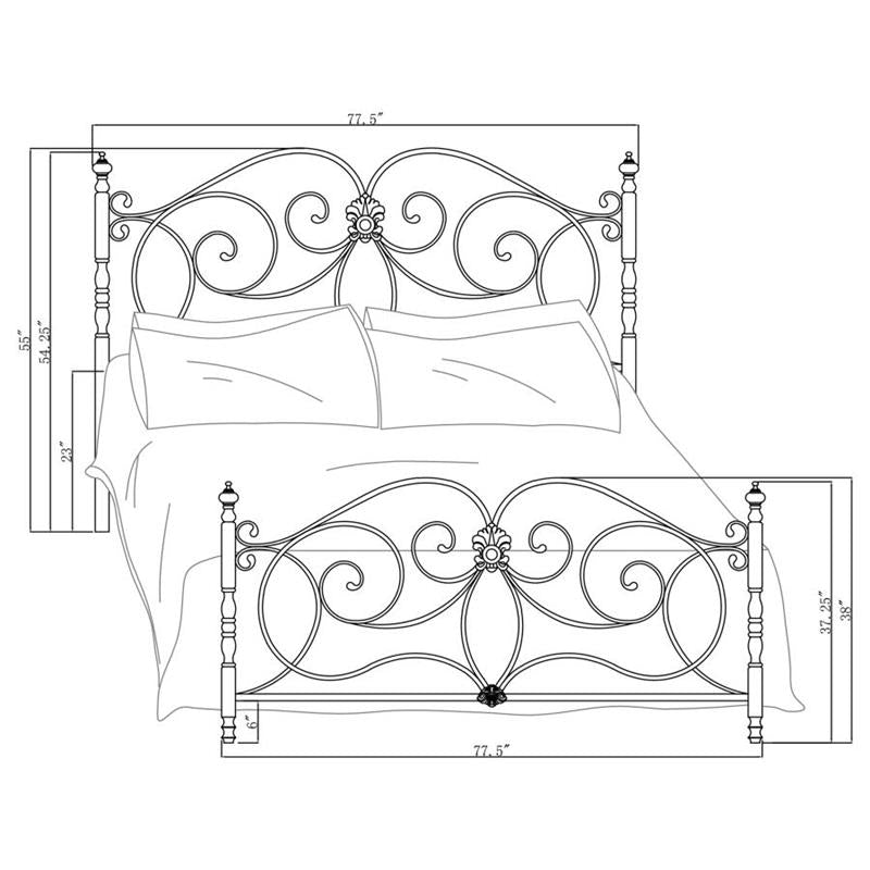 London Eastern King Metal Scroll Bed Dark Bronze (300258KE)