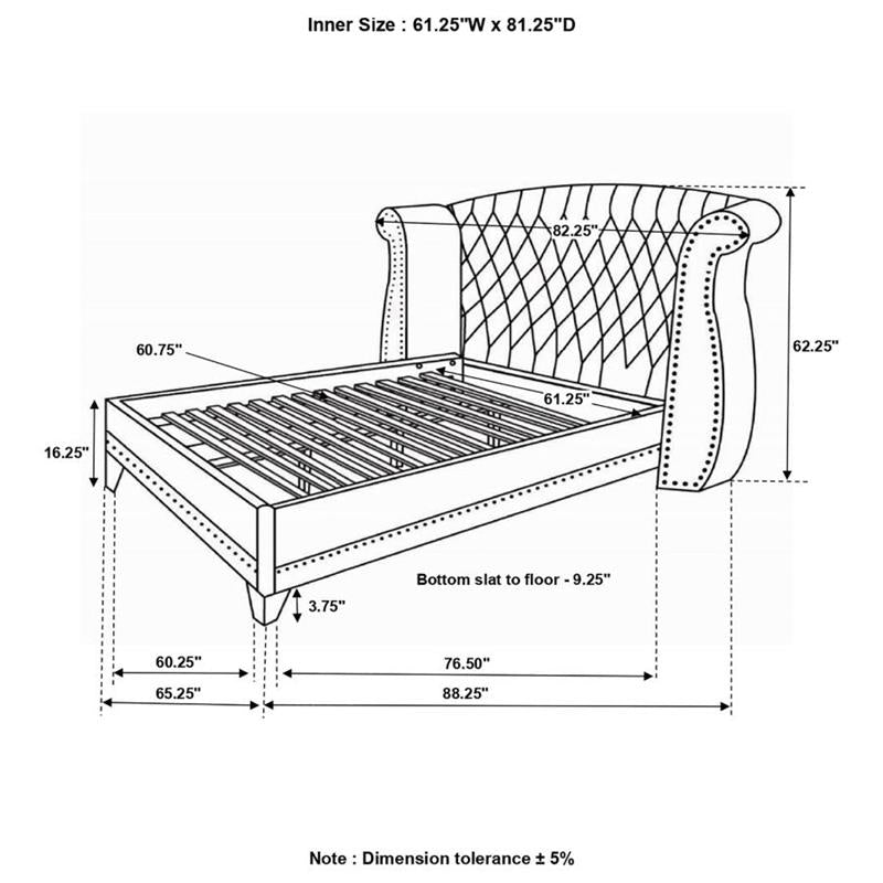 Barzini Queen Wingback Tufted Bed White (300843Q)