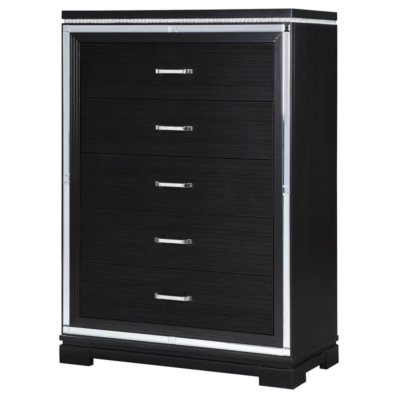 Cappola Rectangular 5-drawer Chest Silver and Black (223365)