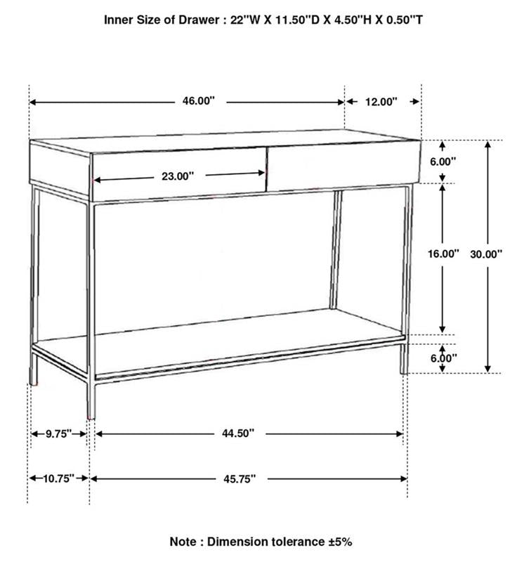 Rubeus 2-drawer Console Table with Open Shelf White Washed (959541)