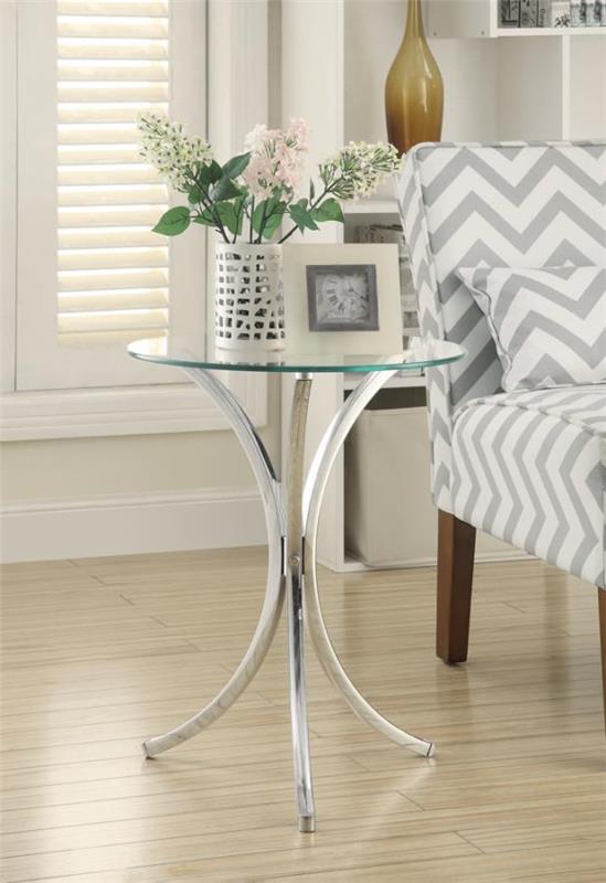 Eloise Round Accent Table with Curved Legs Chrome (902869)