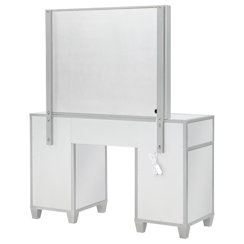 Allora 9-drawer Mirrored Storage Vanity Set with Hollywood Lighting Metallic (930242)