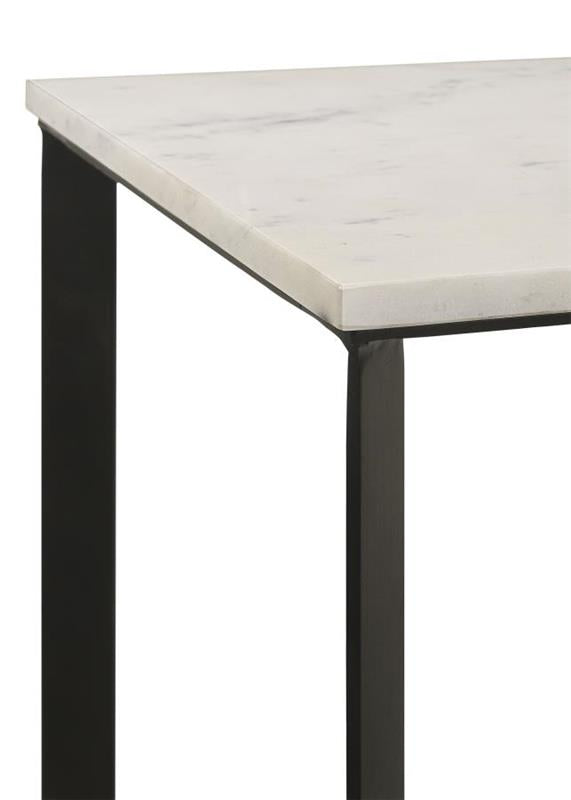 Tobin Square Marble Top End Table White and Black (707697)