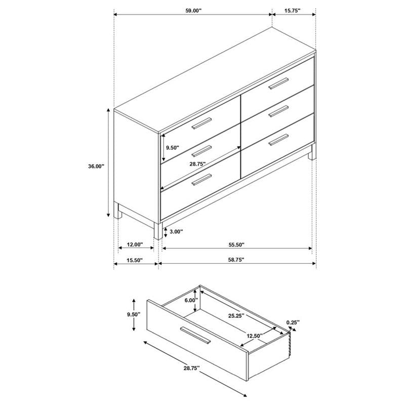 Edmonton 6-drawer Dresser Rustic Tobacco (204353)