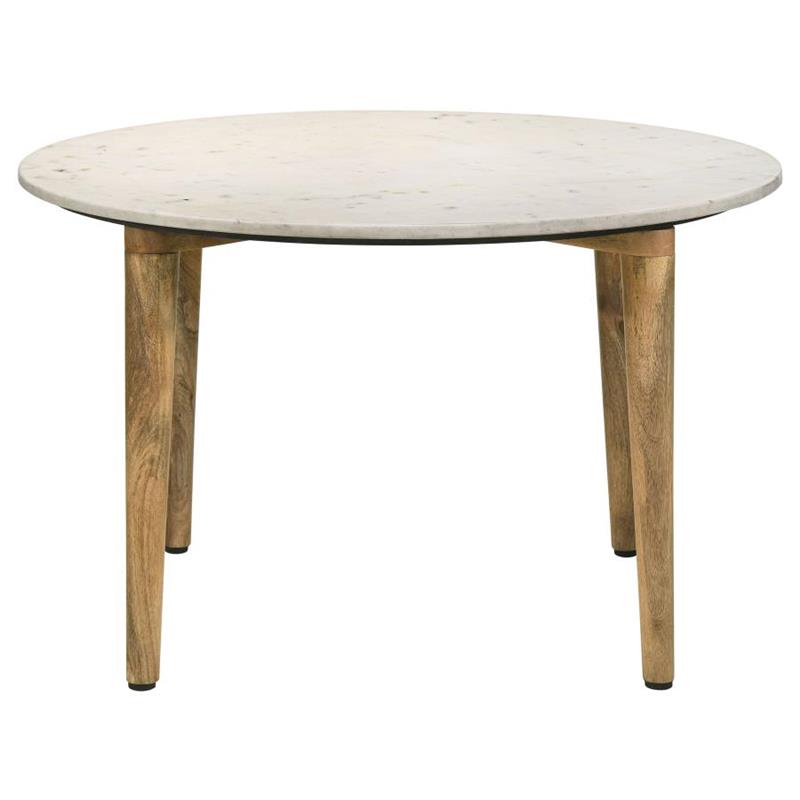 Aldis Round Marble Top Coffee Table White and Natural (703718)