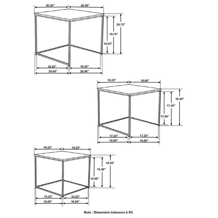 Belcourt 3-piece Square Nesting Tables Natural and Black (931182)