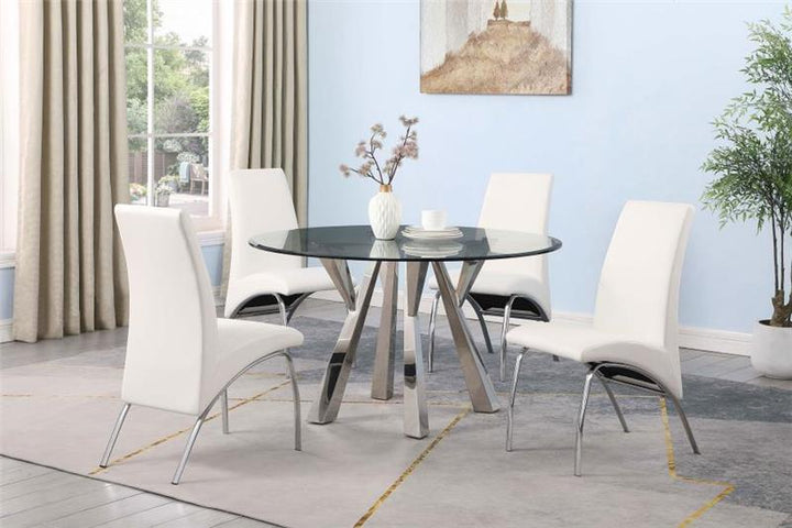 Alaia Round Glass Top Dining Table Clear and Chrome (190710)