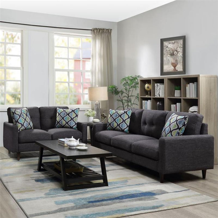 Watsonville 2-piece Cushion Back Living Room Set Grey (552001-S2)