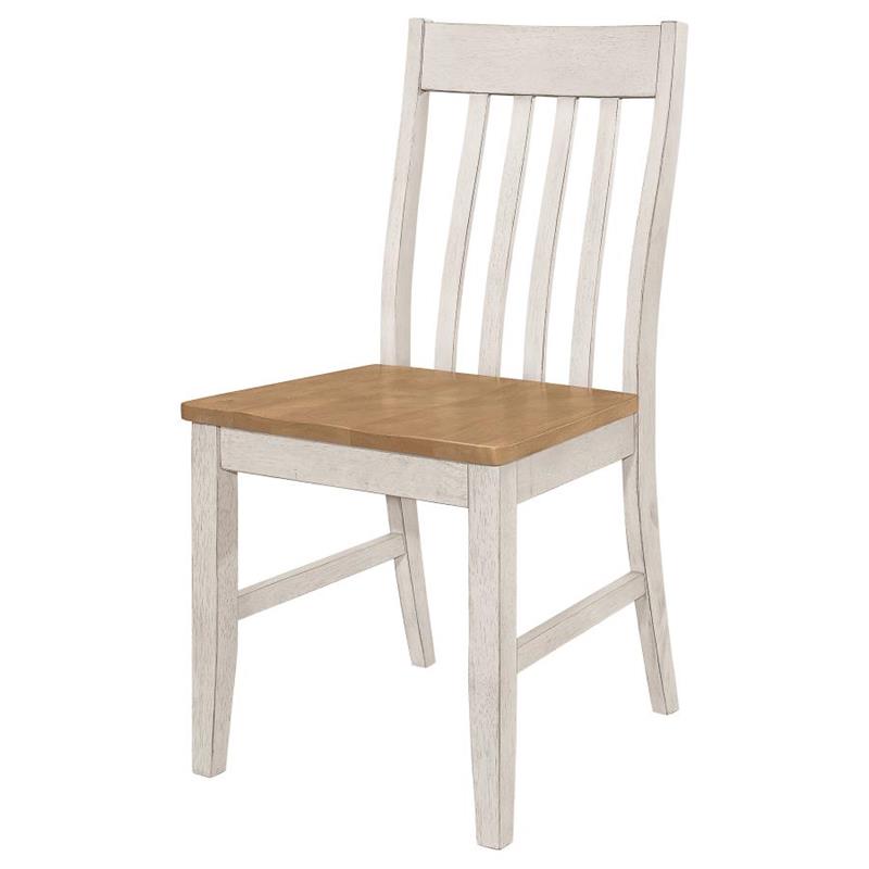 Kirby Slat Back Side Chair (Set of 2) Natural and Rustic Off White (192692)