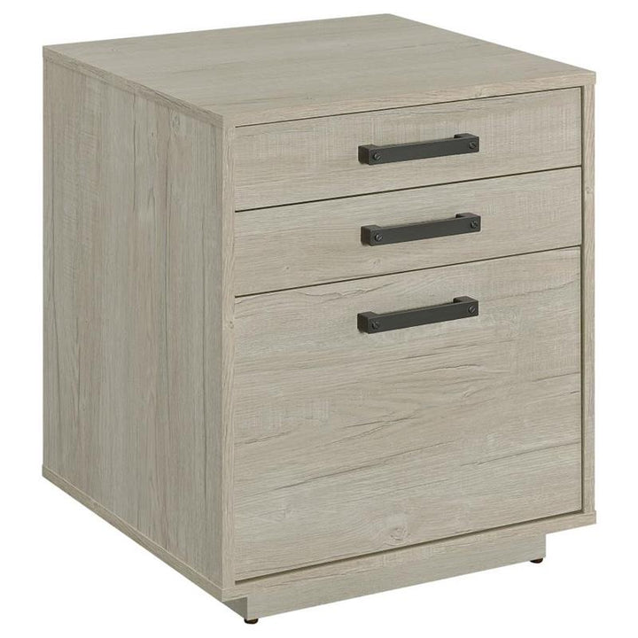 Loomis 3-drawer Square File Cabinet Whitewashed Grey (805882)