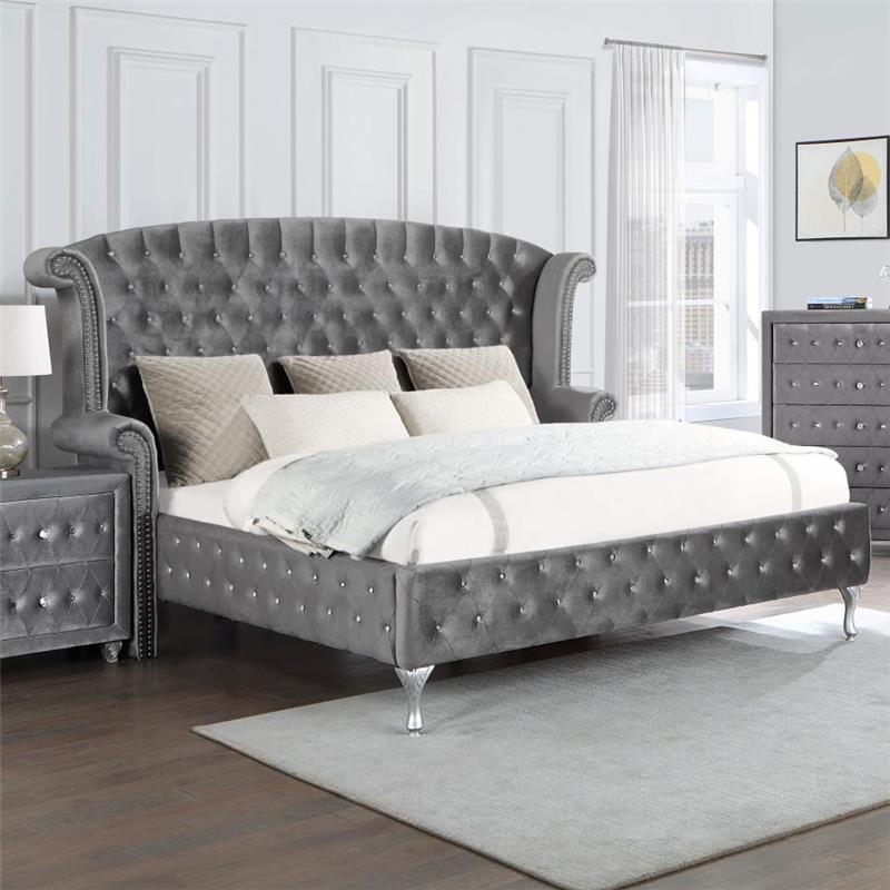 Deanna Queen Tufted Upholstered Bed Grey (205101Q)