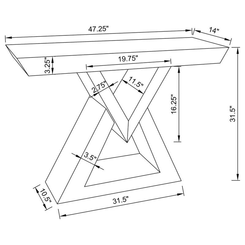 Cerecita Console Table with Triangle Base Clear Mirror (930009)