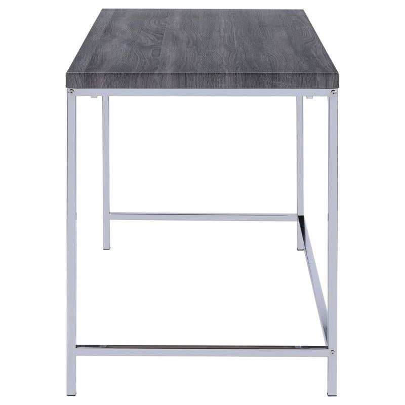 Kravitz Rectangular Writing Desk Weathered Grey and Chrome (801271)