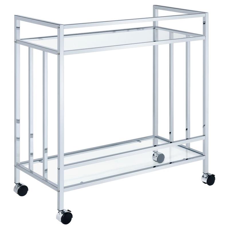 Cara Rectangular Glass Bar Cart Chrome (181382)