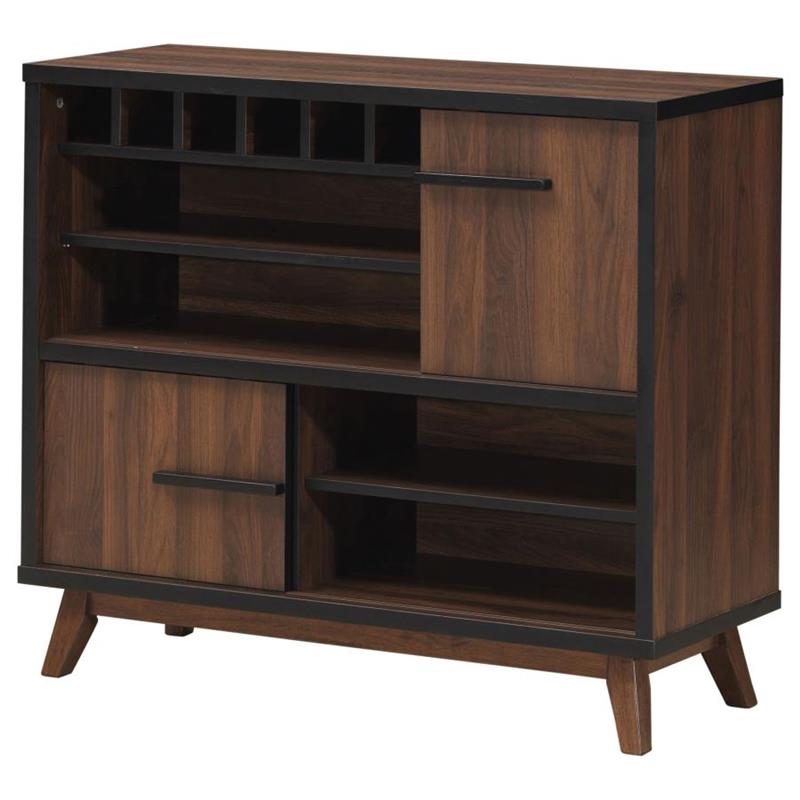 Ezekiel Wine Cabinet with 2 Sliding Doors Walnut and Black (182873)