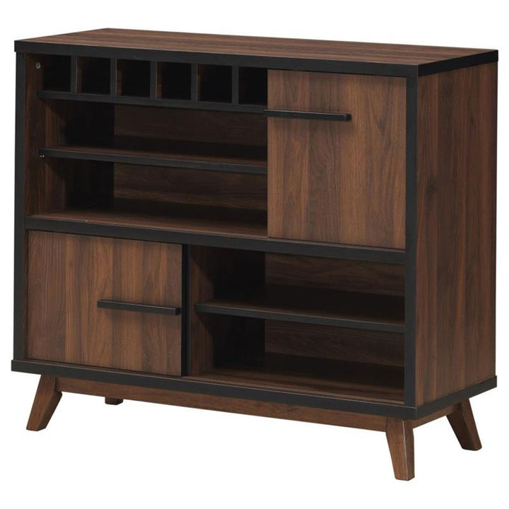 Ezekiel Wine Cabinet with 2 Sliding Doors Walnut and Black (182873)