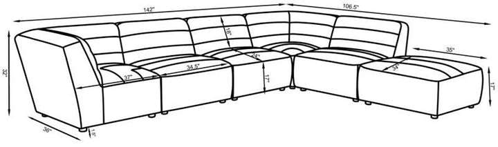 Sunny 6-piece Upholstered Sectional Natural (551621-SET)