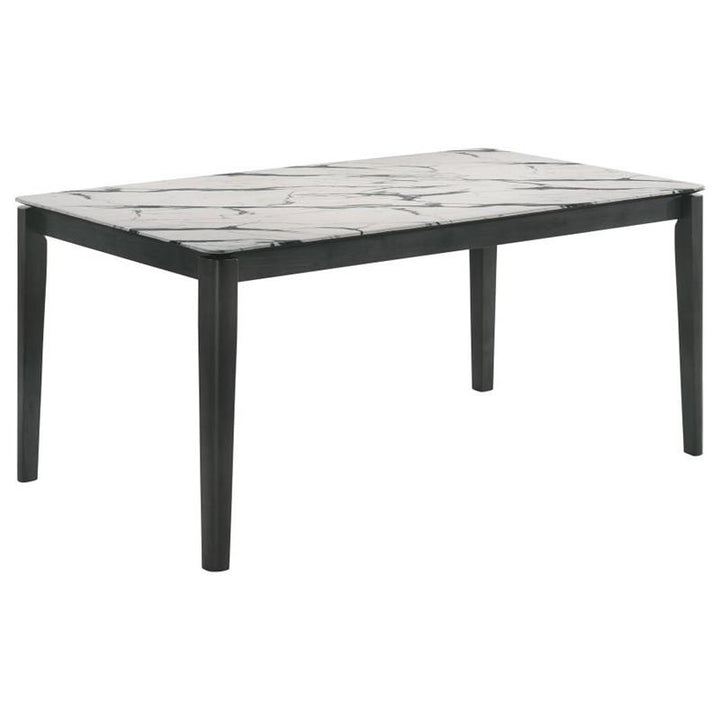 Stevie Rectangular Faux Marble Top Dining Table White and Black (115111WG)