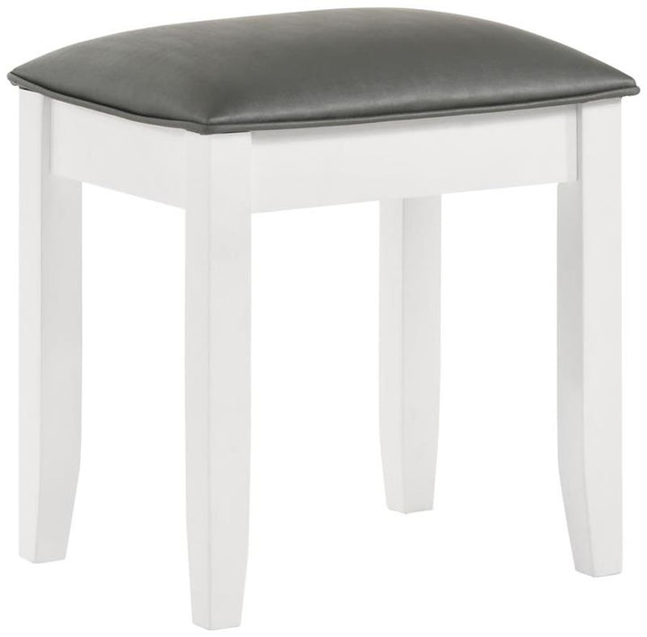 Felicity Upholstered Vanity Stool Metallic and Glossy White (203507STL)