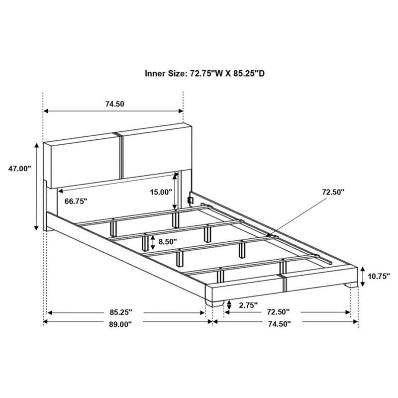 Conner California King Upholstered Panel Bed Black (300260KW)