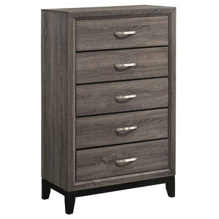 Watson 5-drawer Chest Grey Oak and Black (212425)