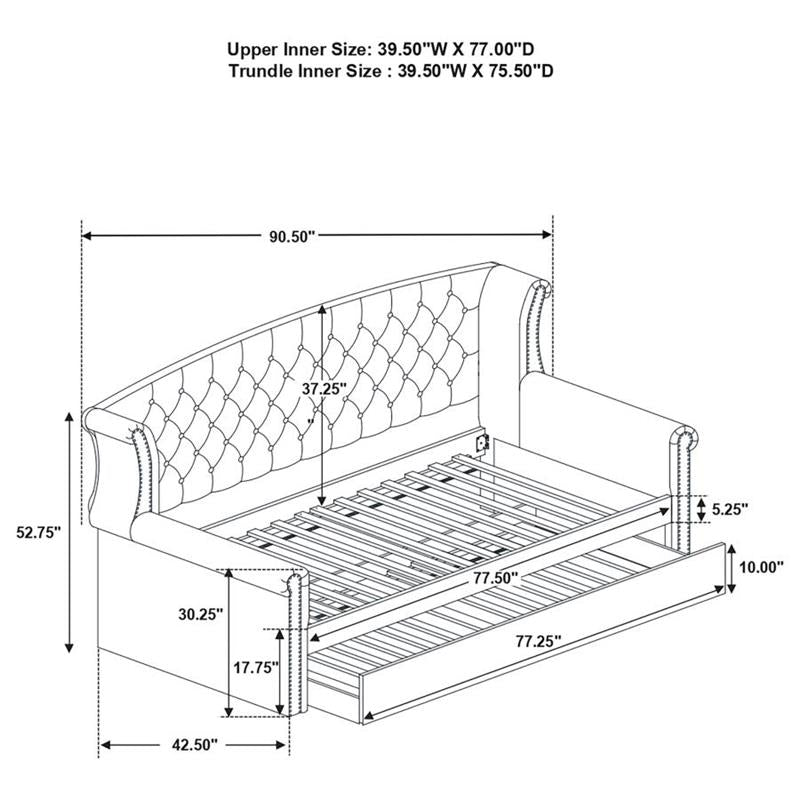 Scarlett Upholstered Tufted Twin Daybed with Trundle (300642)