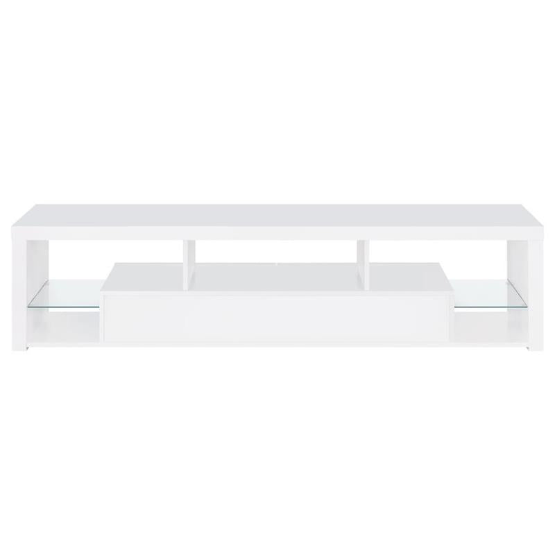 Jude 2-drawer 71" TV Stand With Shelving White High Gloss (704251)