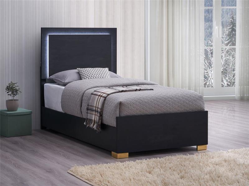 Marceline Twin Bed with LED Headboard Black (222831T)